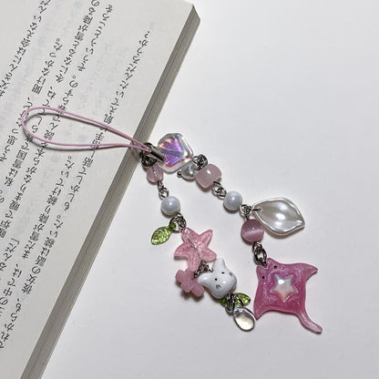 Pink Stingray beads phone chain