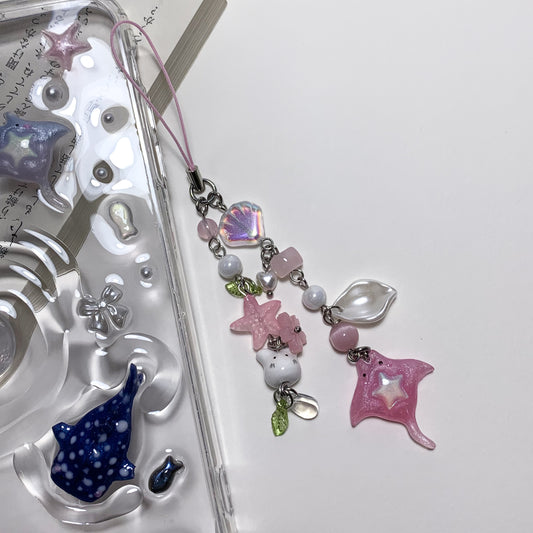 Pink Stingray beads phone chain