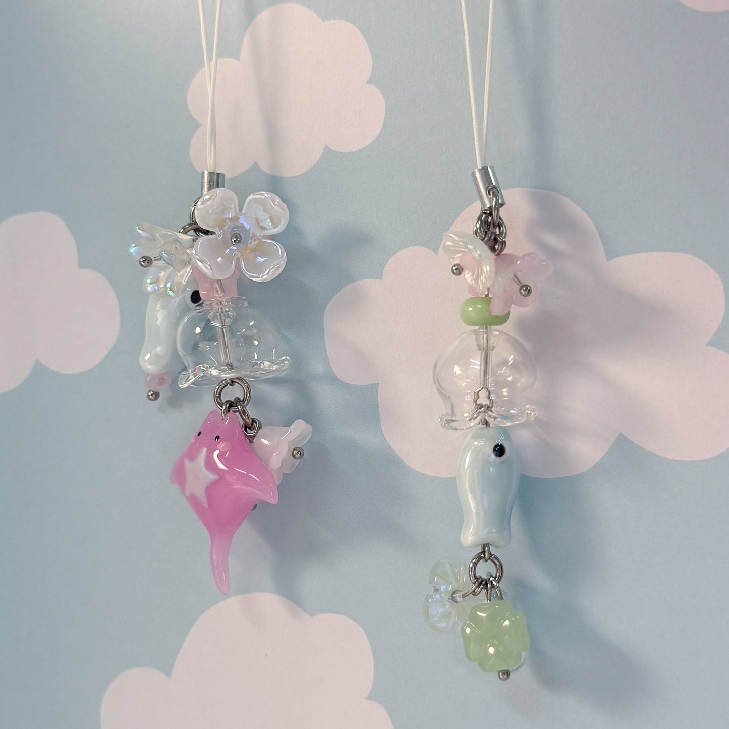 Baby pink Stingray beads phone chain